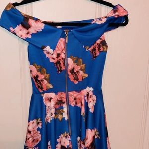 off the shoulder  Blue floral dress